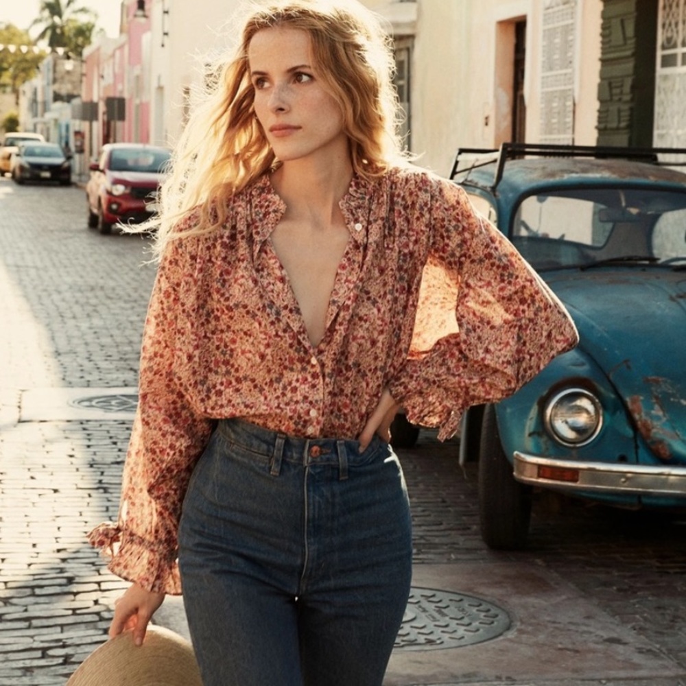 Doen Rose Top Pink Valley Floral